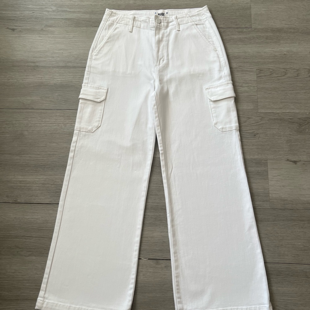 PAIGE Off-White Wide-Leg Cargo Trousers